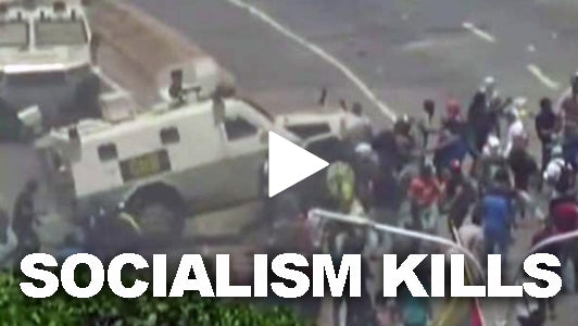 Socialist Venezuelan Government Uses Armored Vehicle to Plow into Crowd