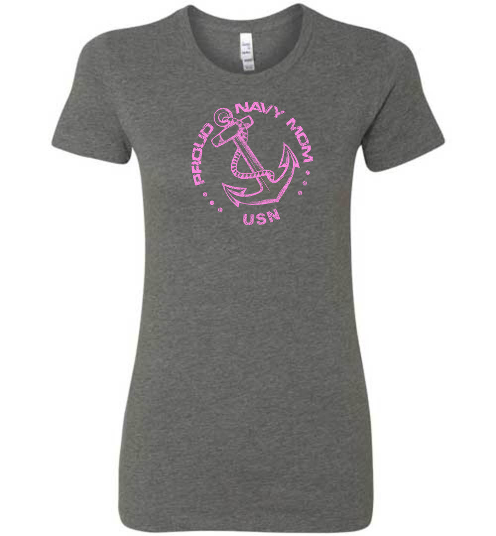 Proud Navy Mom in Pink Ladies Shirt - Warrior Code
