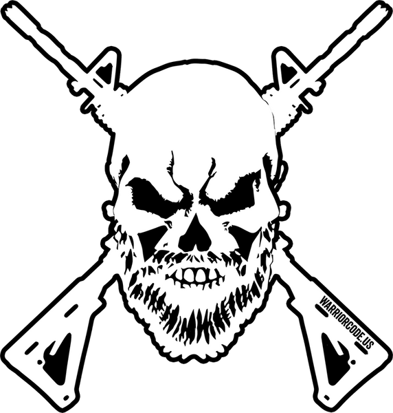 Bearded Skull & Guns 3" Decal