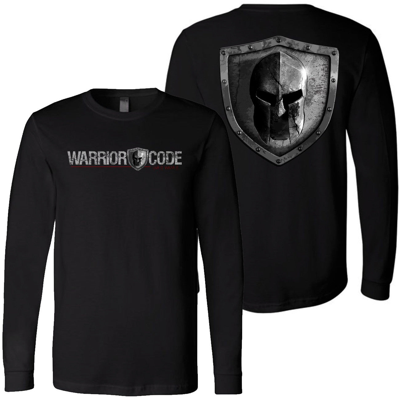 Warrior Code Logo and Shield Long Sleeve Tshirt - Warrior Code